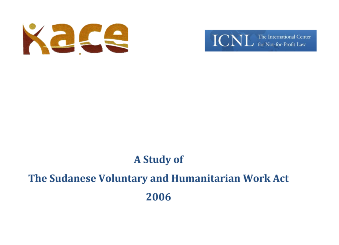 A Study of  The Sudanese Voluntary and Humanitarian Work Act